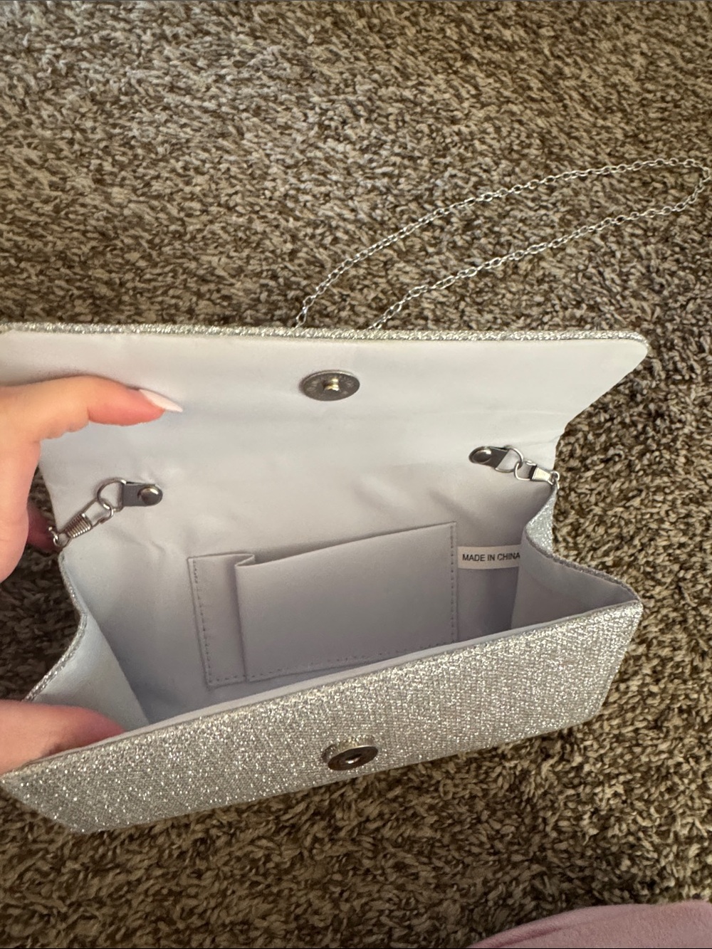 Sparkle Evening Clutch Shoulder Bag in Silver - Picture 3 of 3